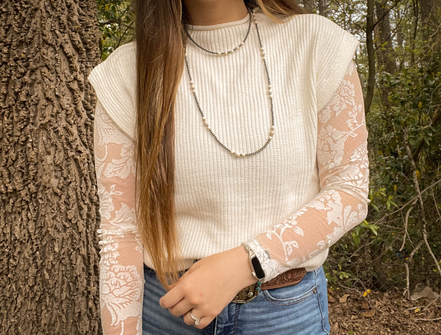 White Sweater Knit Mock Neck Sleeveless Vest Top