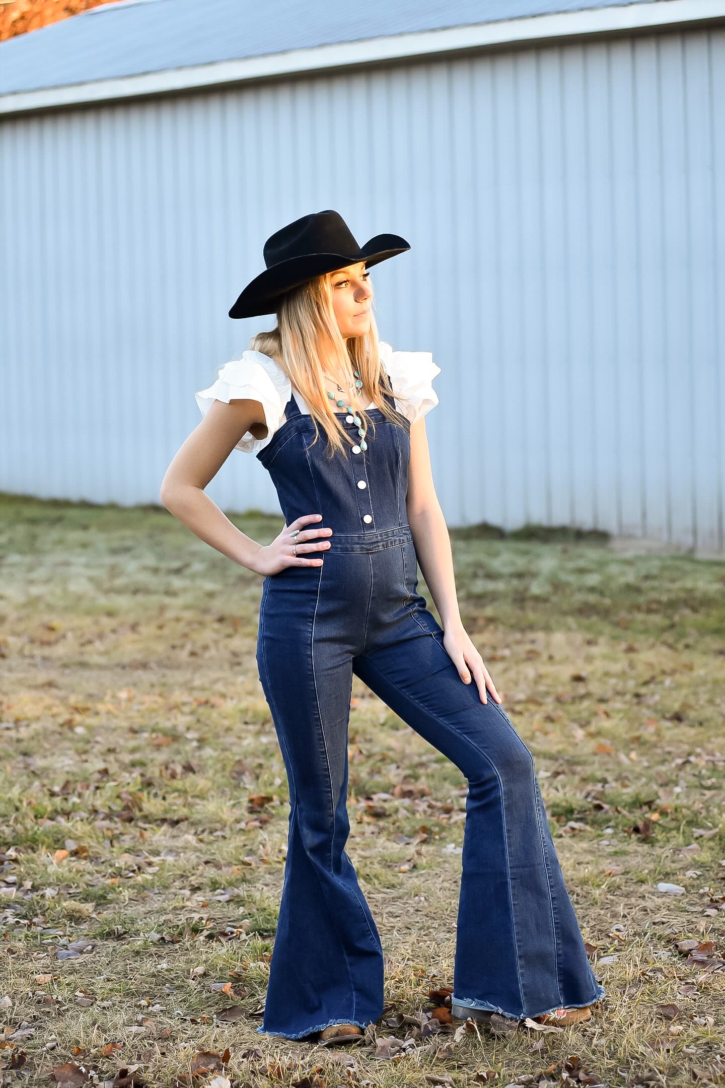 Bell Bottom Denim Jumpsuit