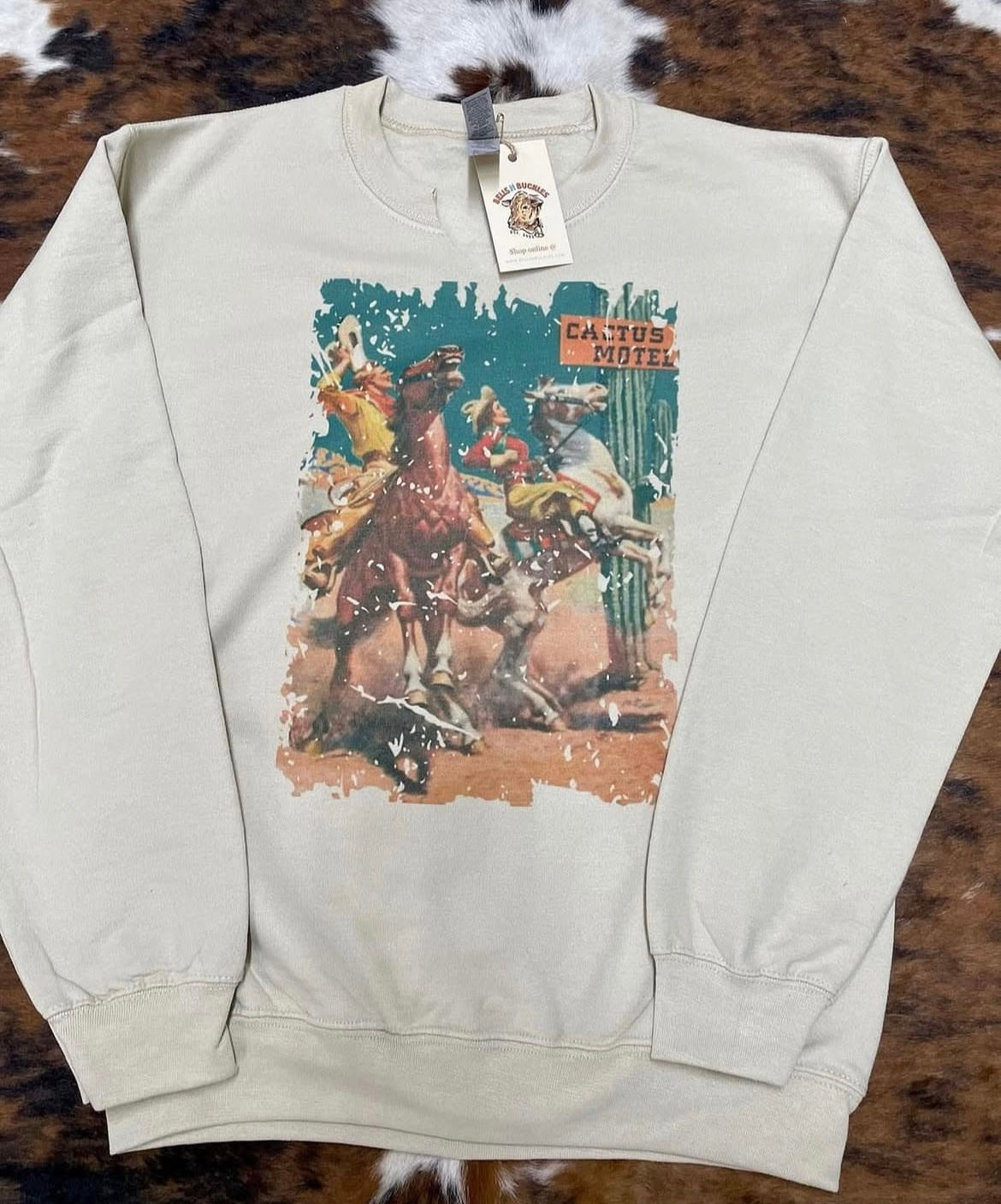Cactus Motel Cowboy Comic-Cream Sweatshirt