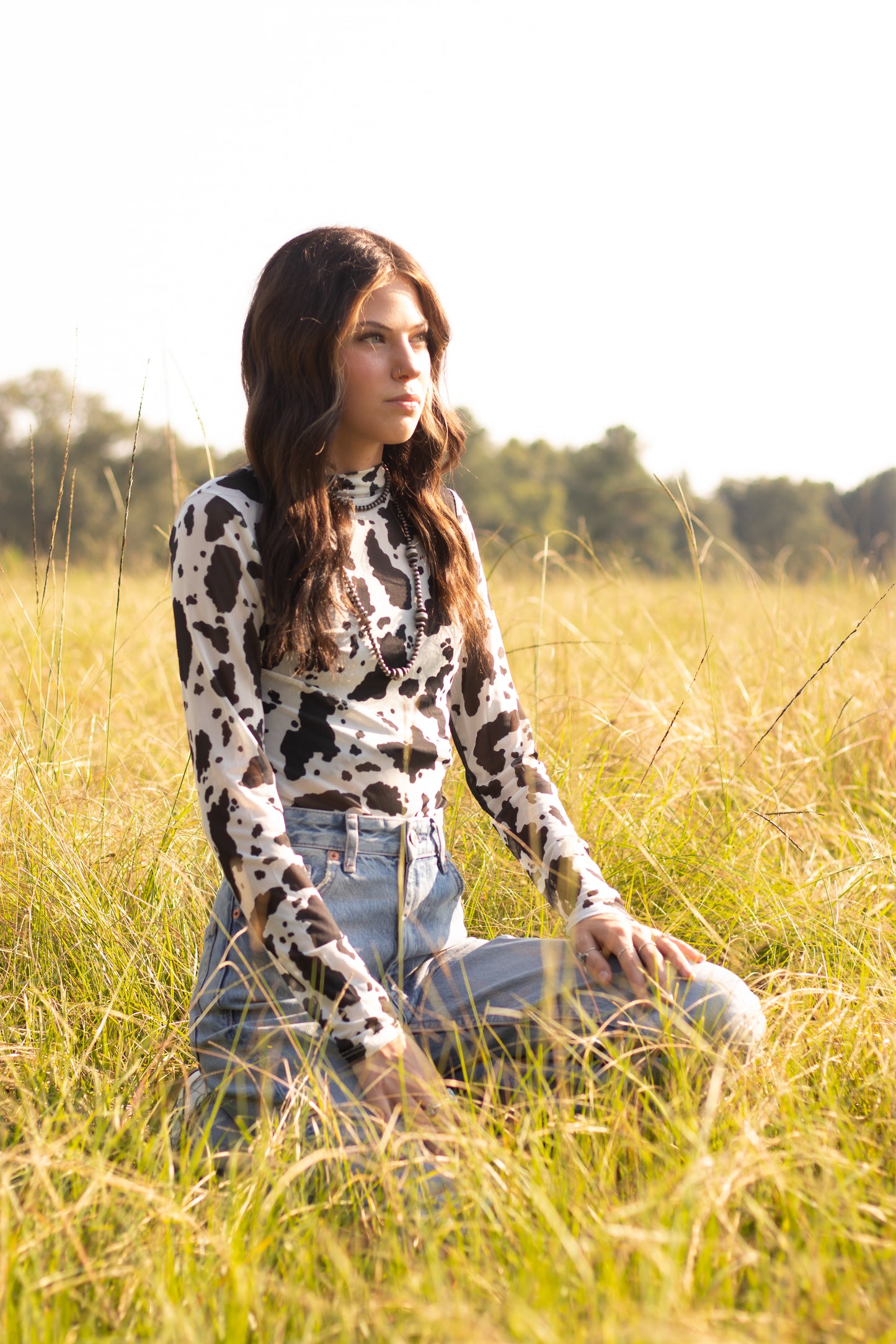 Cow Print Mesh Bodysuit