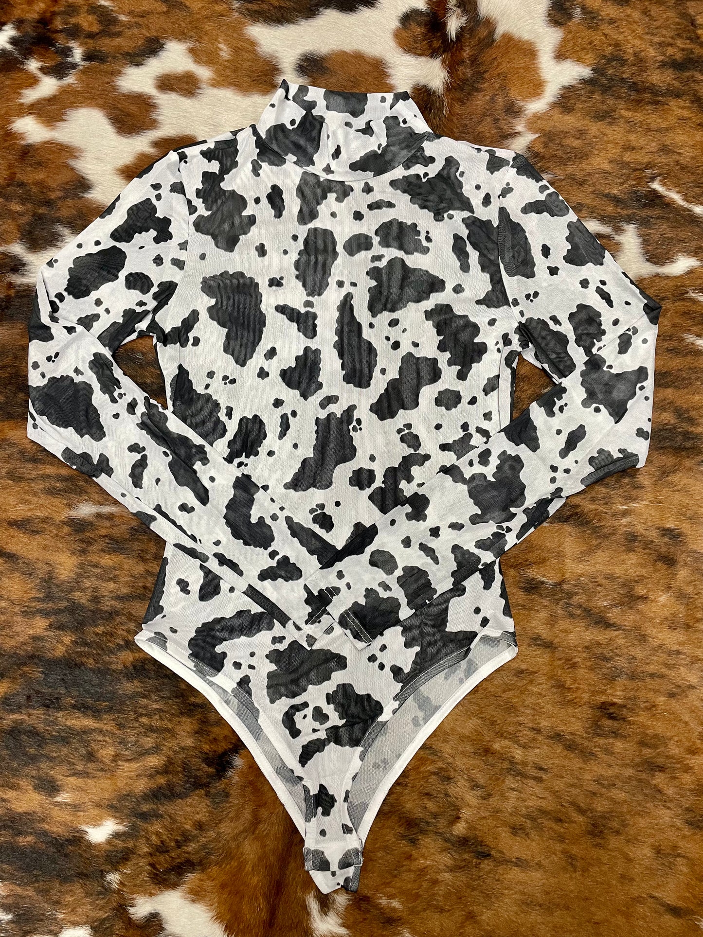 Cow Print Mesh Bodysuit