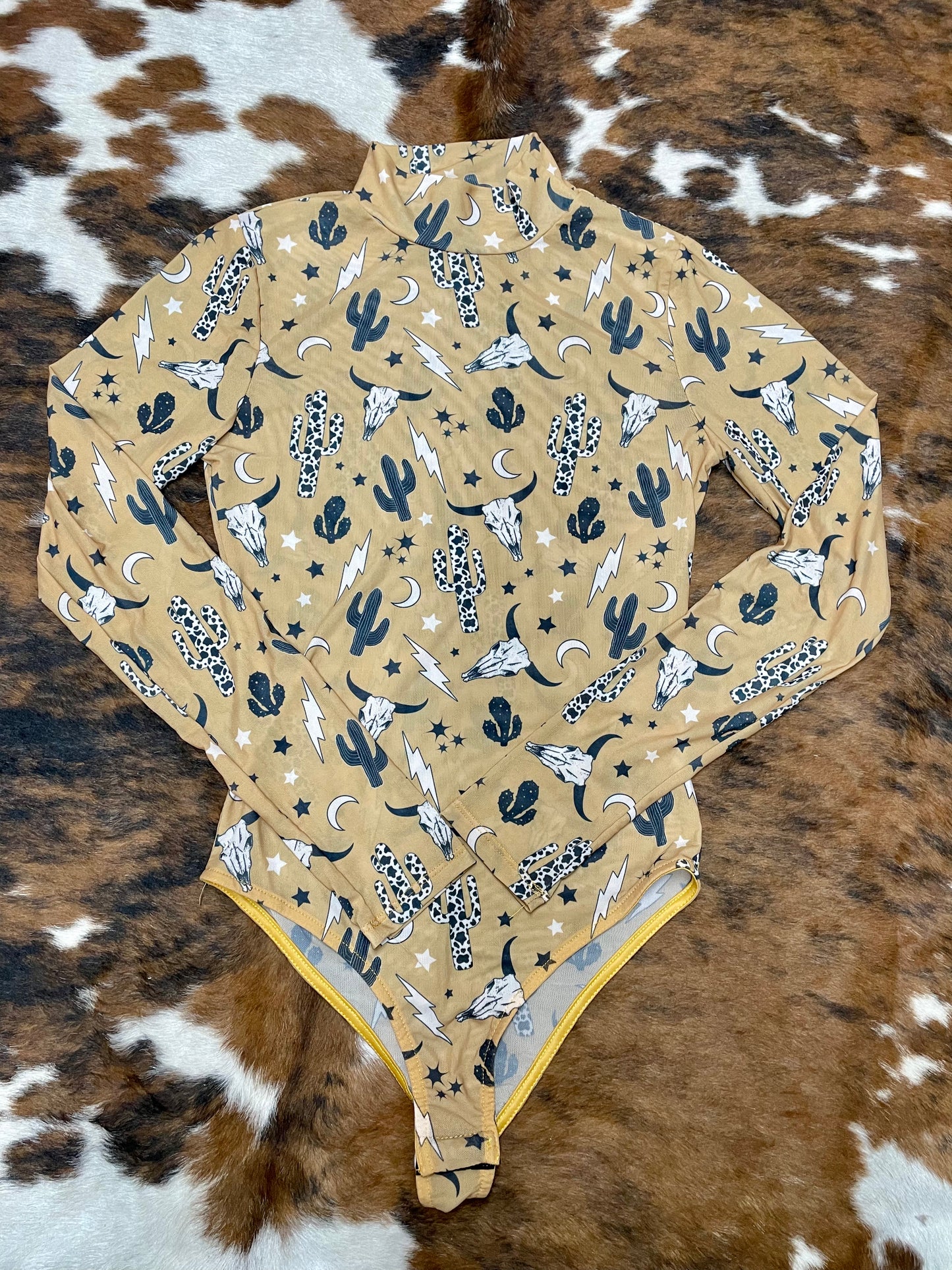 Western Print Mesh Bodysuit