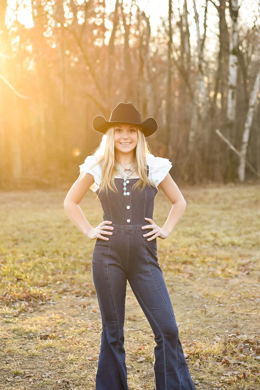 Bell Bottom Denim Jumpsuit