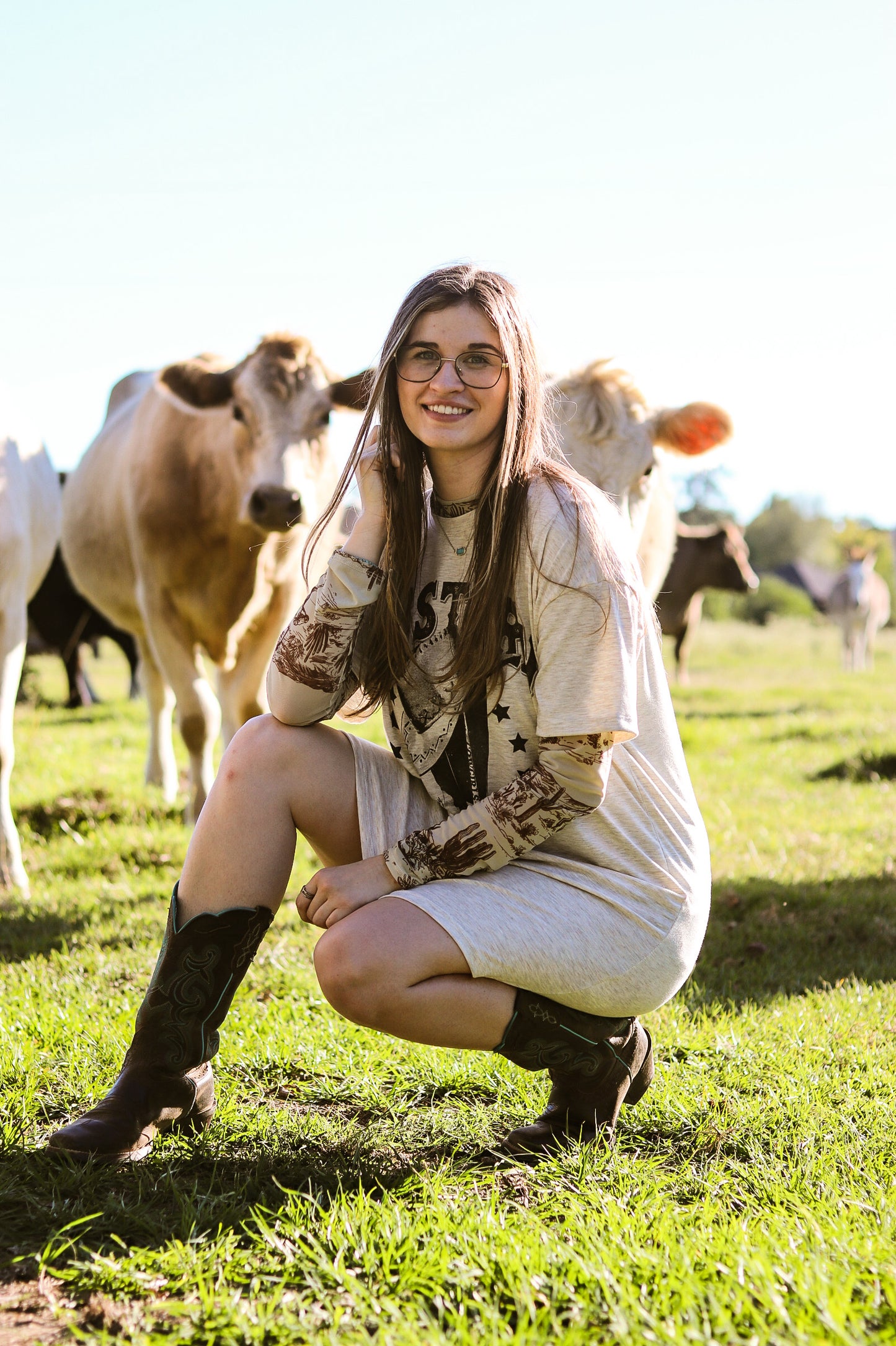 Western Boots Graphic T-shirt Dress