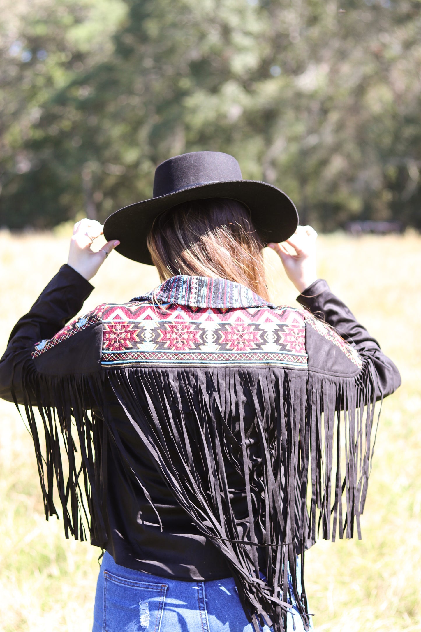 Embroidered Suede Fringe Jacket
