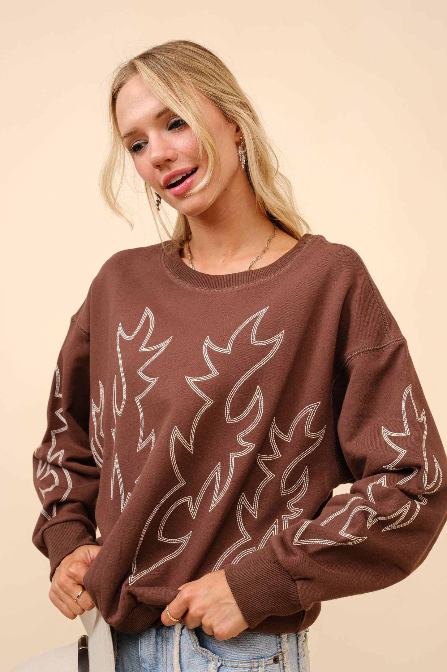 Western Boots Stitch Sweatshirt