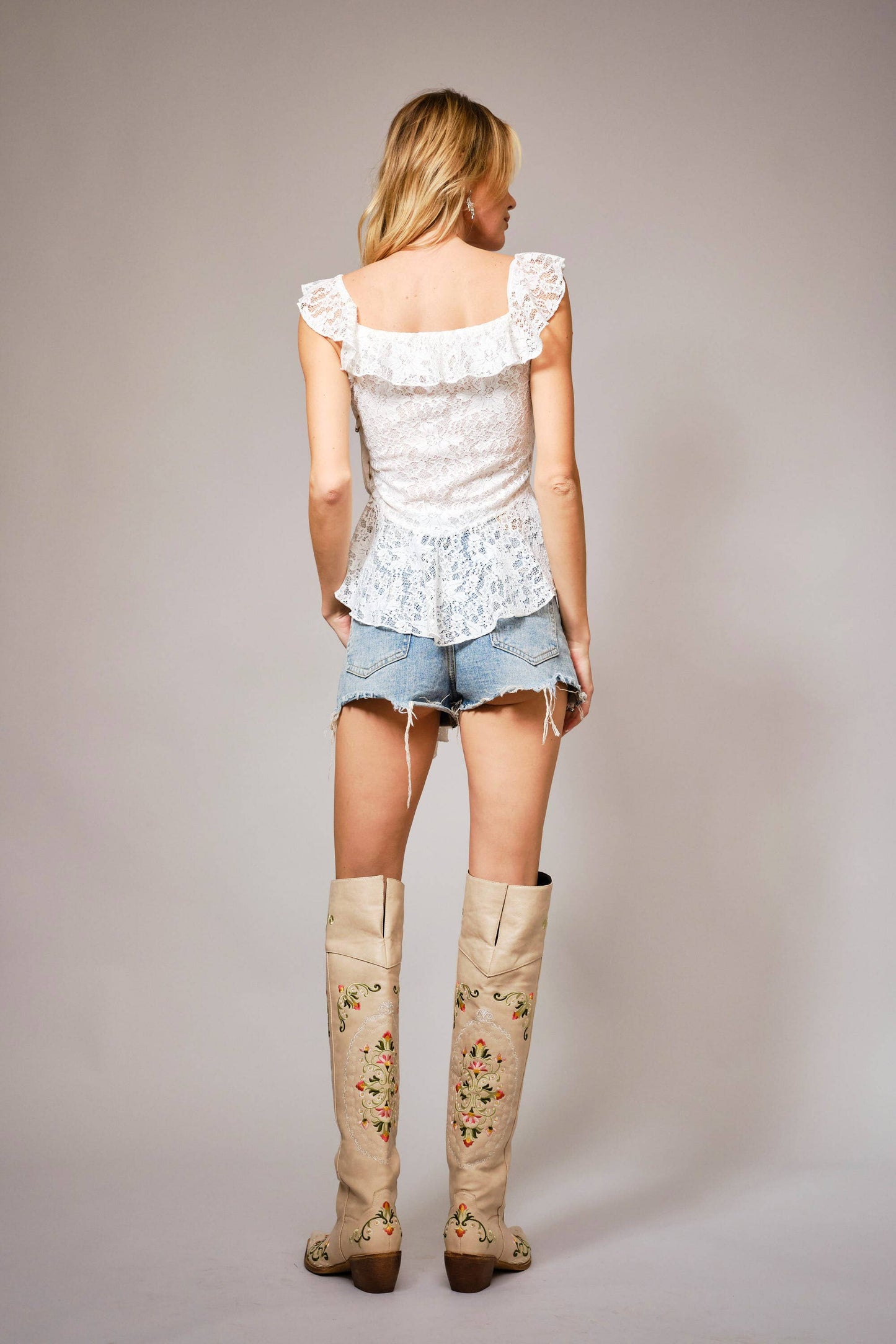 Floral Lace Ruffle Top