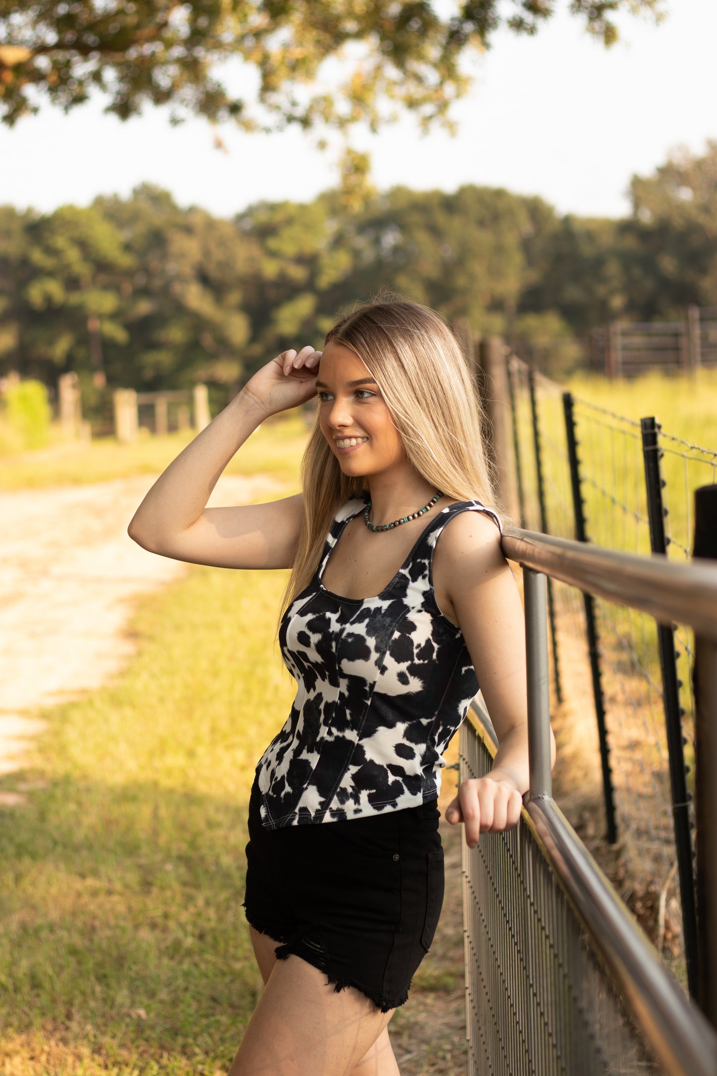 Western Cow Print Corset Top