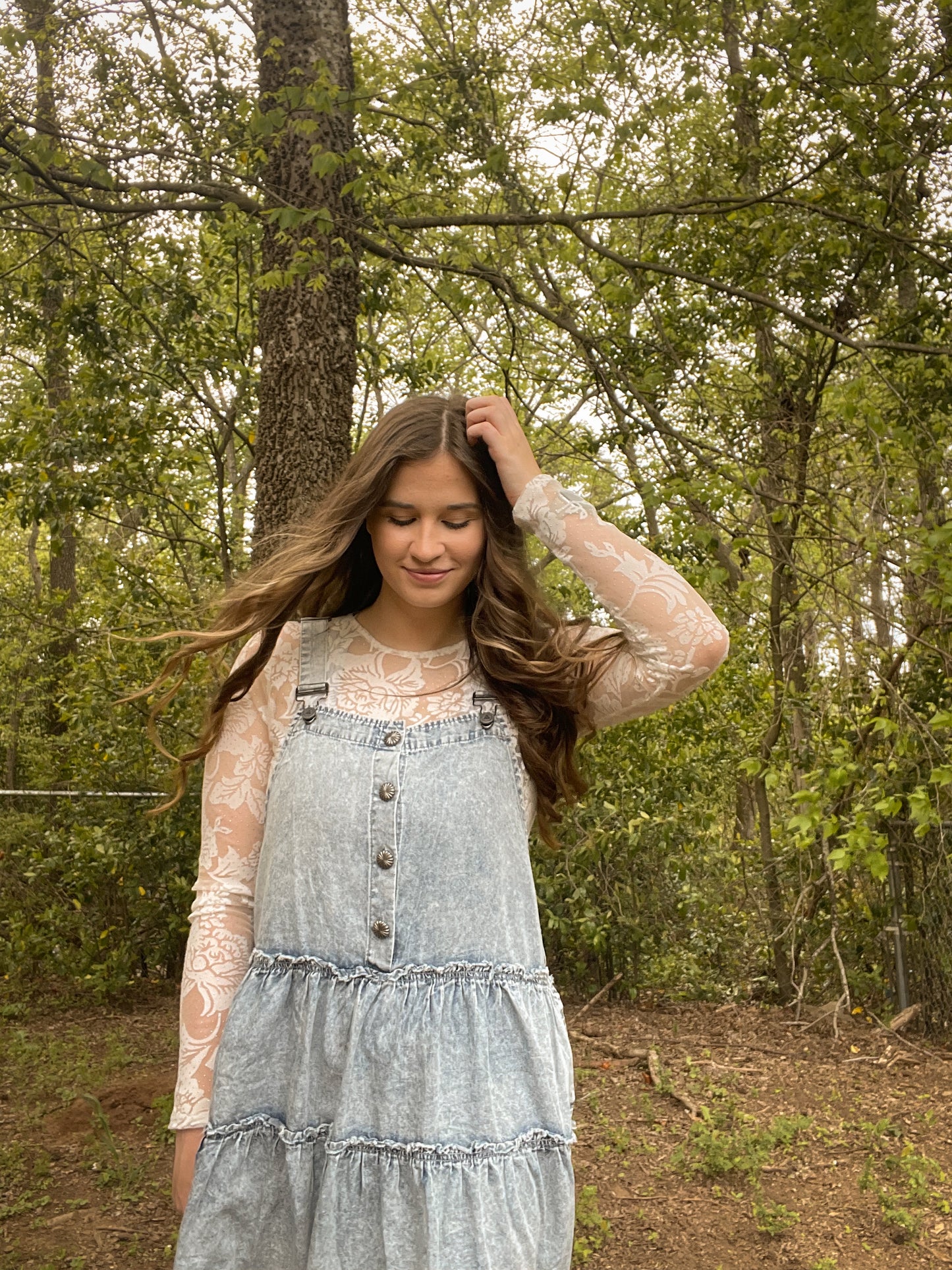 Overall Tiered Denim Dress