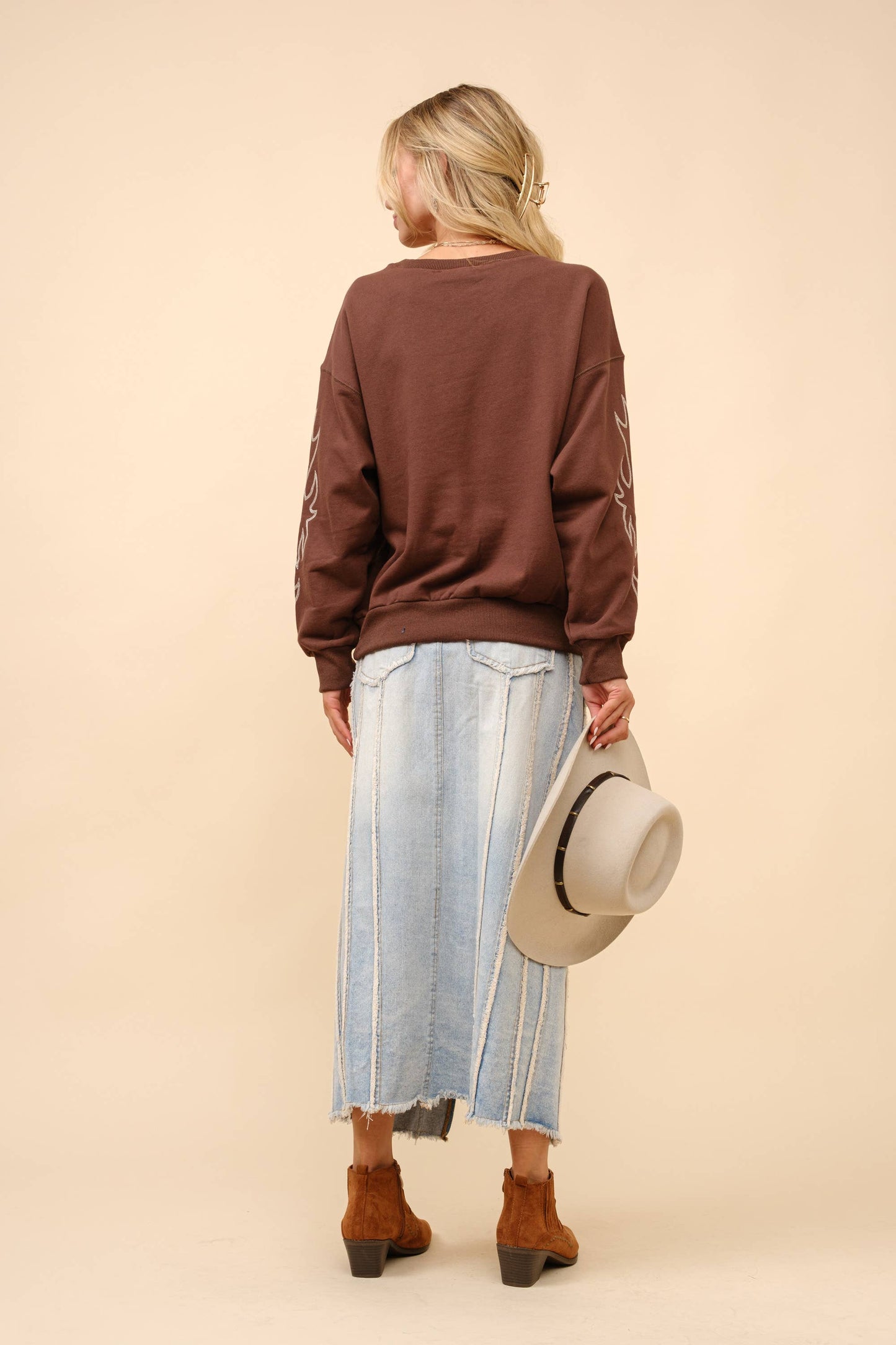 Western Boots Stitch Sweatshirt