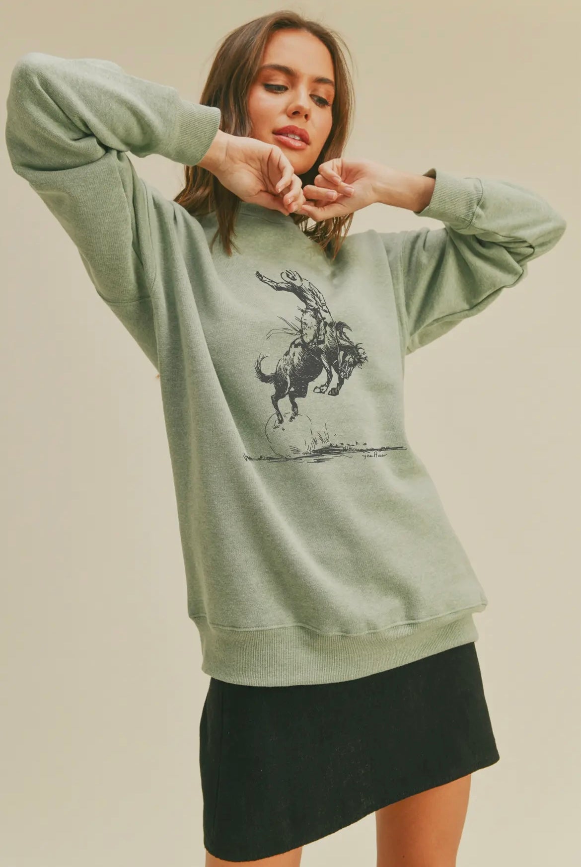 Yee Haw Cowboy Green Sweatshirt