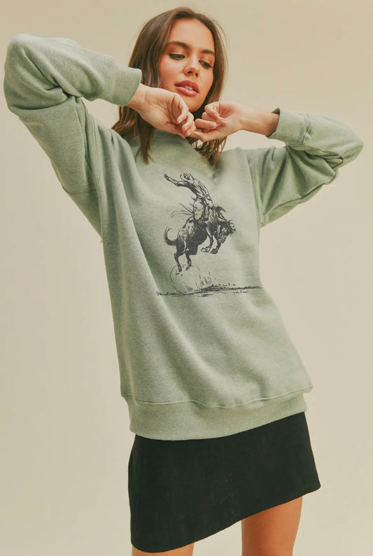 Yee Haw Cowboy Green Sweatshirt