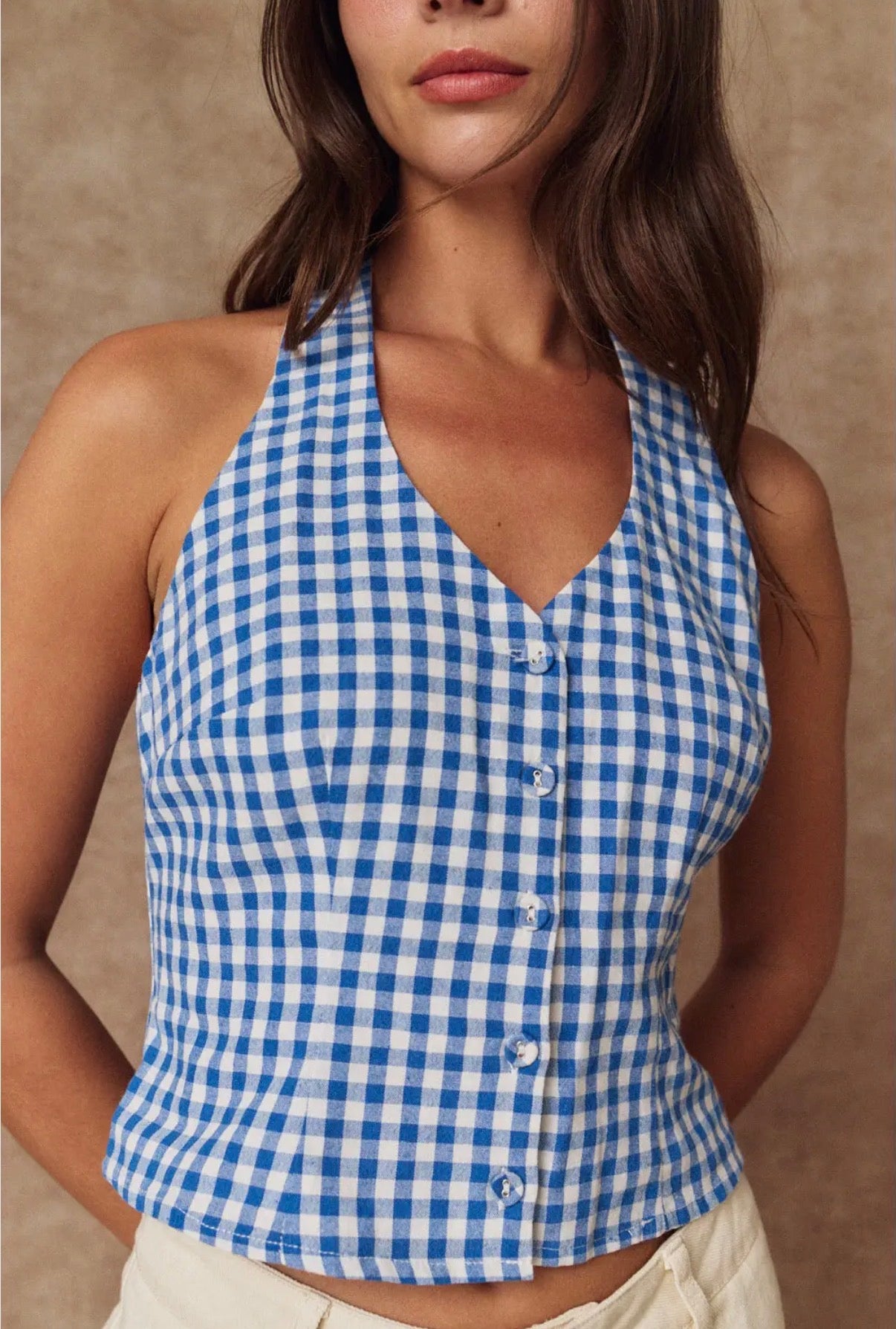 Gingham Halter Top
