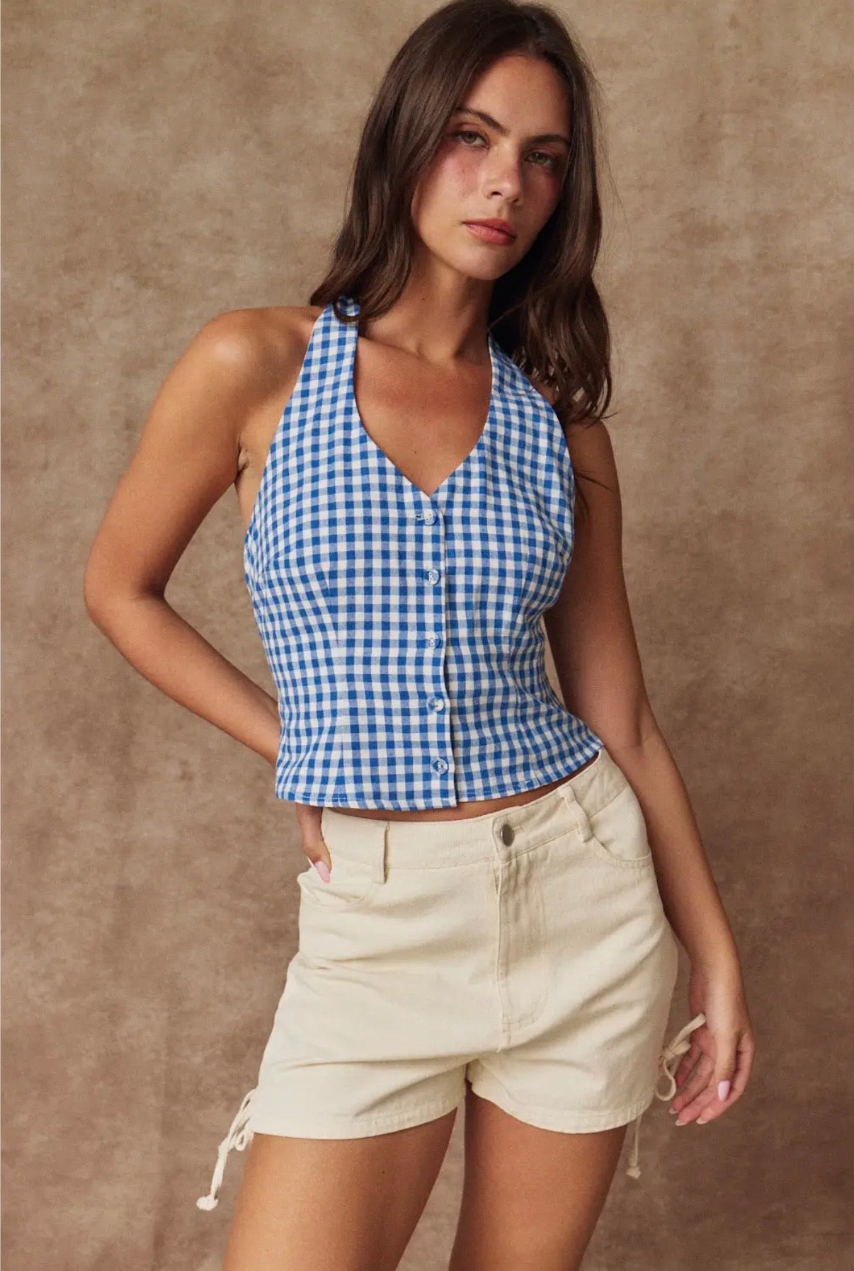 Gingham Halter Top