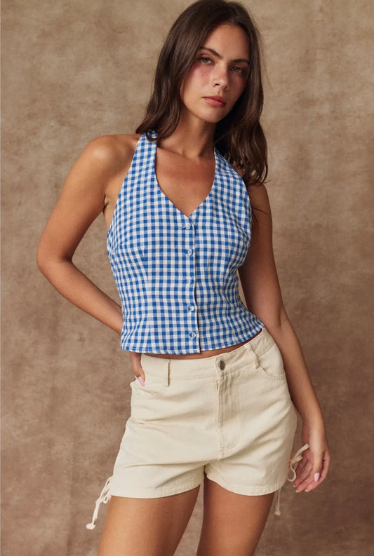 Gingham Halter Top