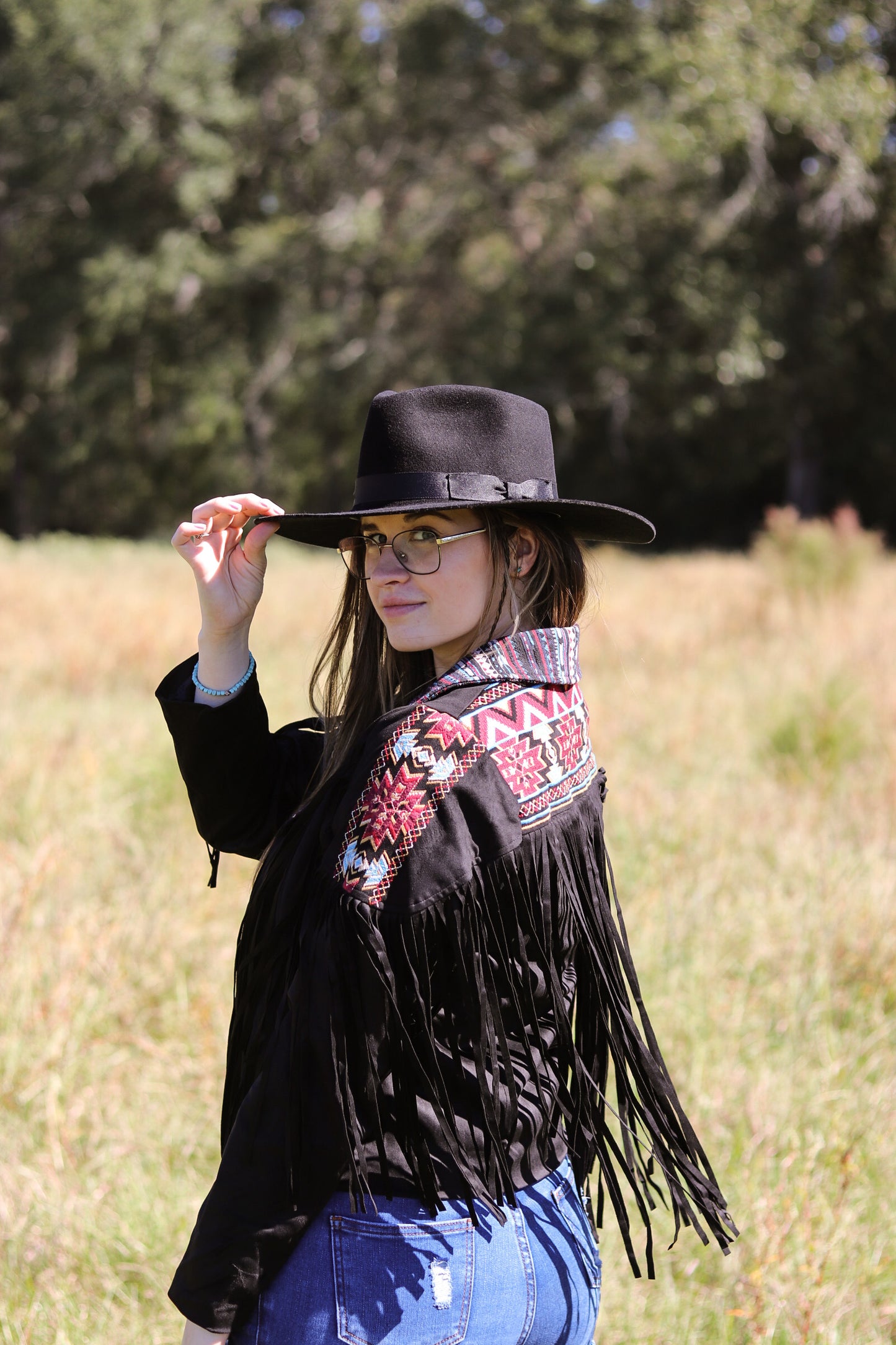 Embroidered Suede Fringe Jacket