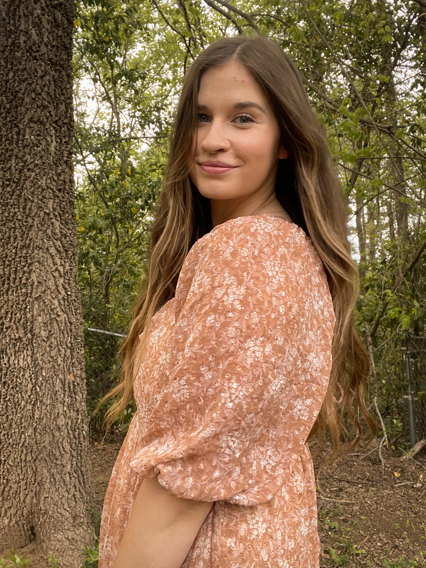 SQUARE NECK FLORAL RUFFLED DRESS