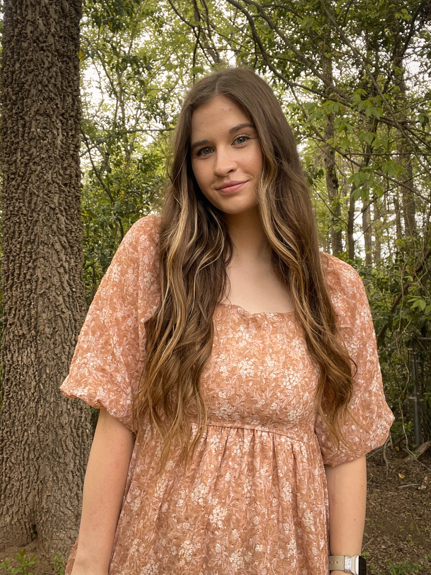 SQUARE NECK FLORAL RUFFLED DRESS