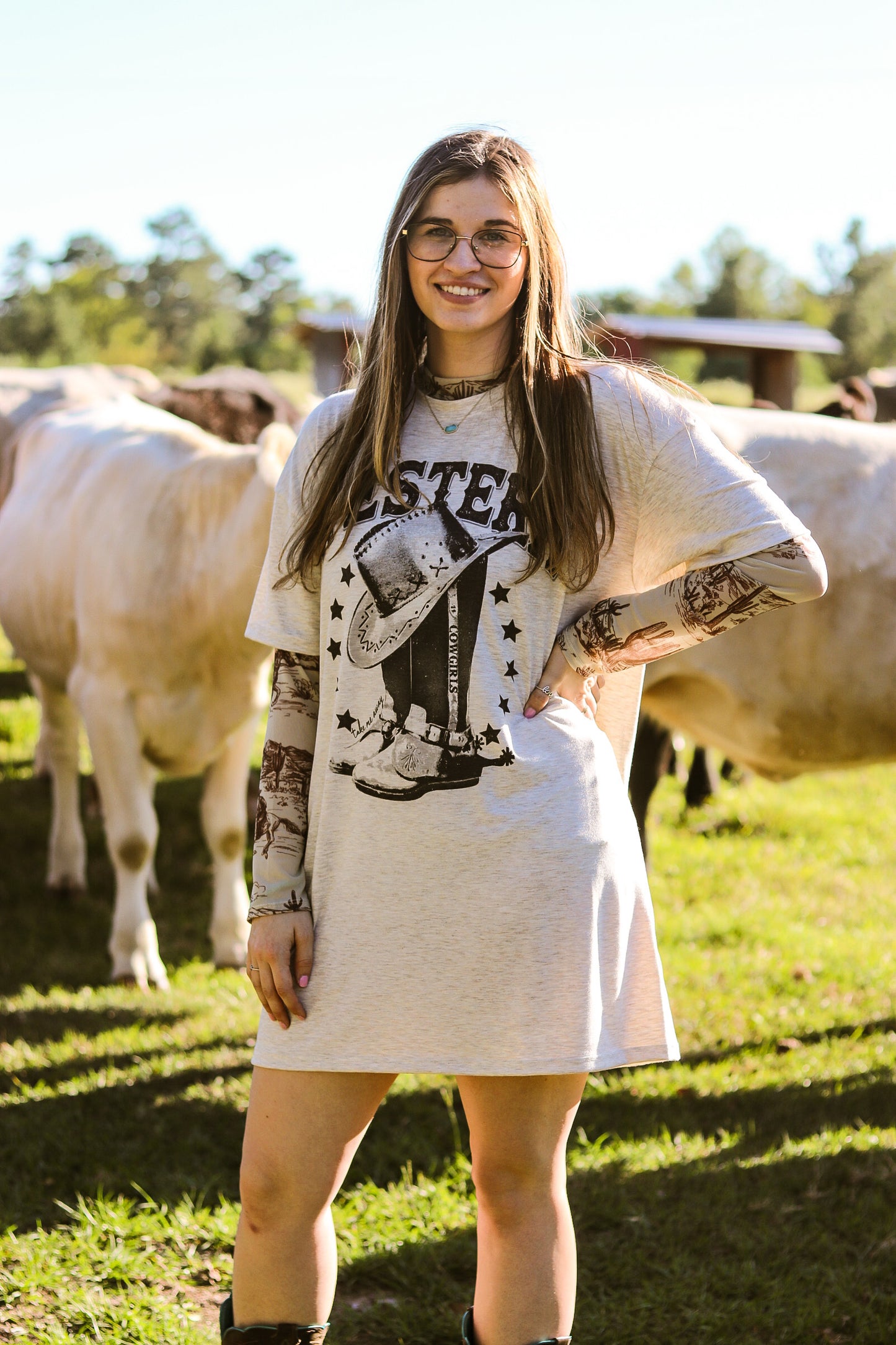 Western Boots Graphic T-shirt Dress