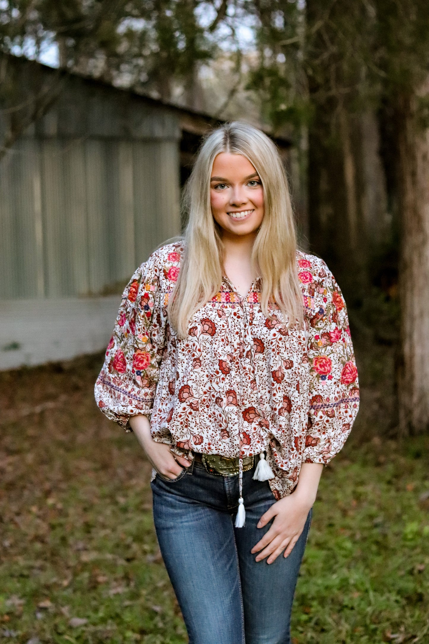 V-neck Embroidered Top