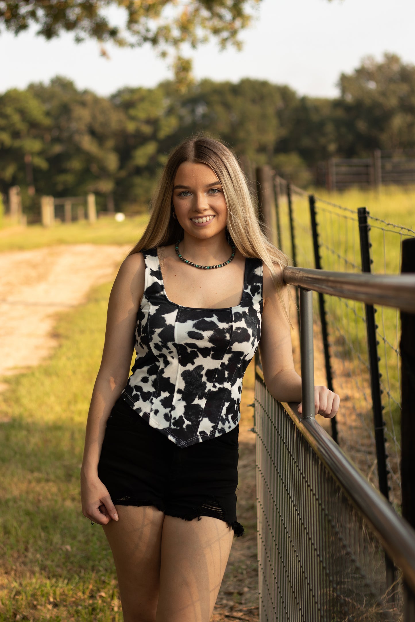 Western Cow Print Corset Top