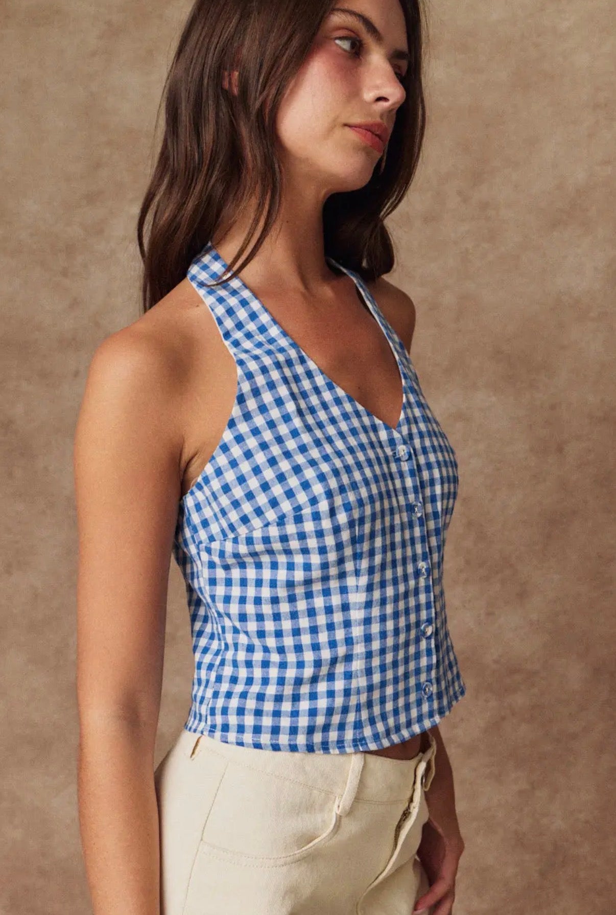 Gingham Halter Top