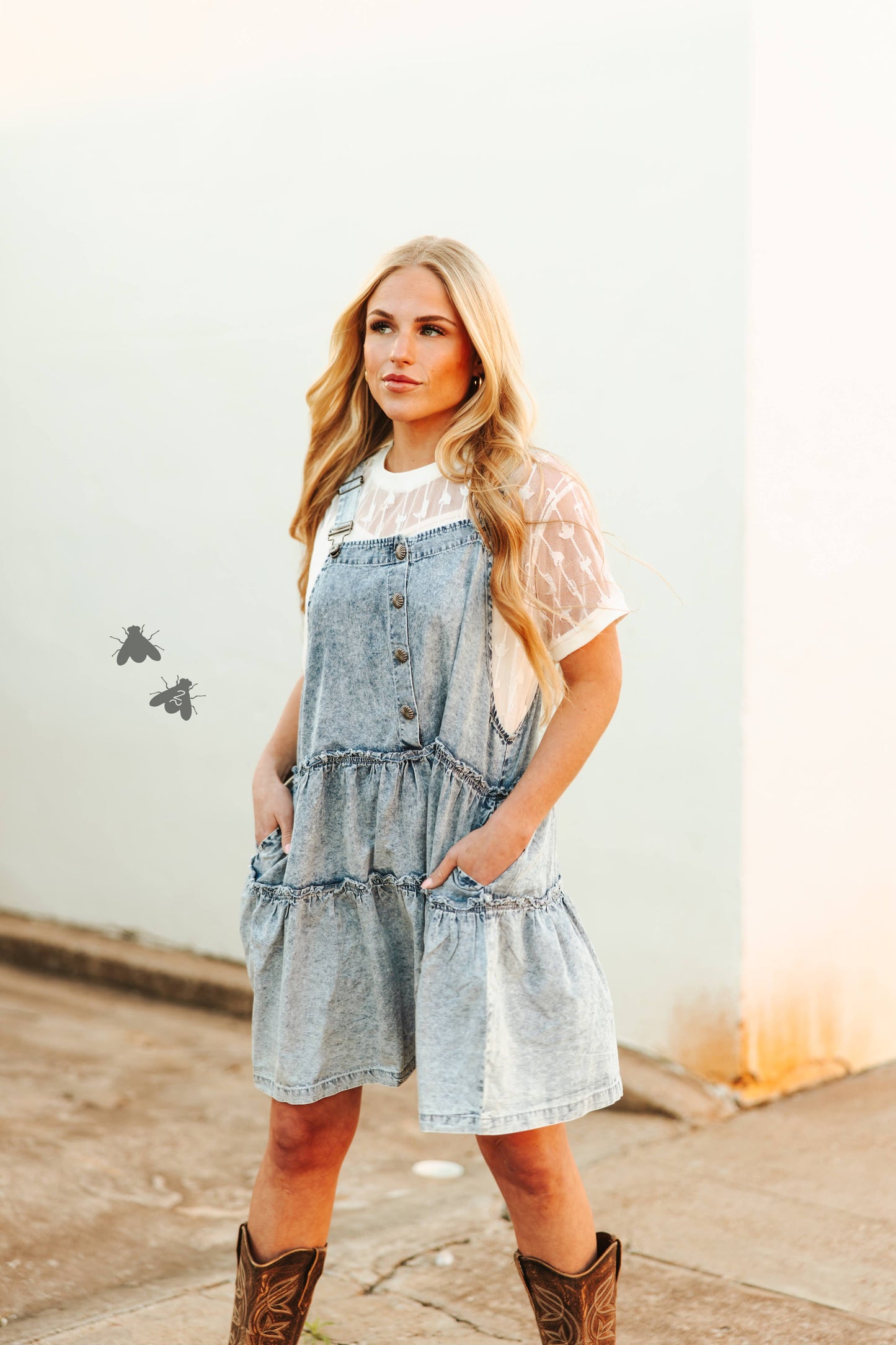 Overall Tiered Denim Dress