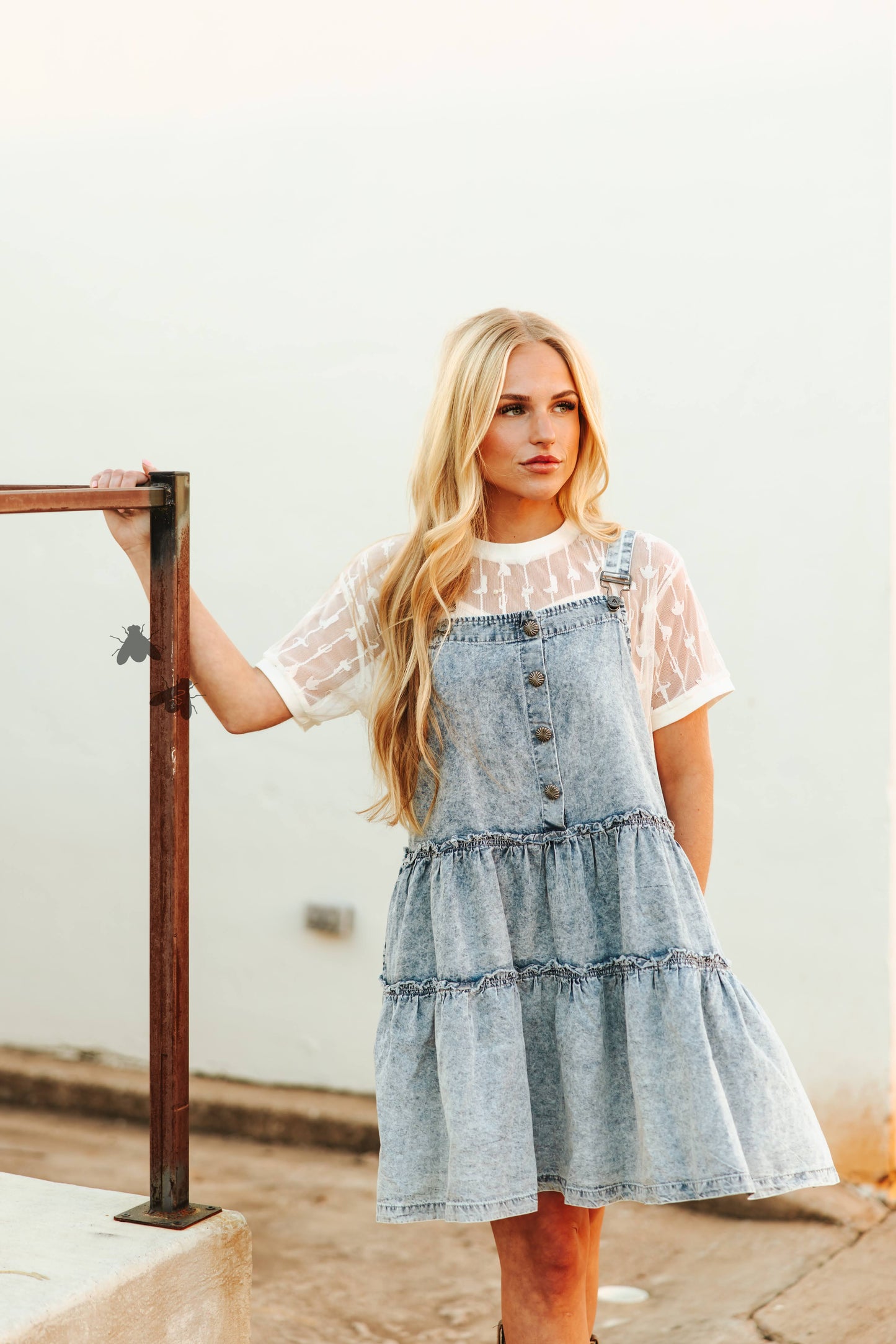 Overall Tiered Denim Dress