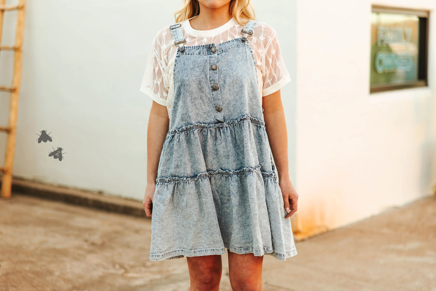 Overall Tiered Denim Dress