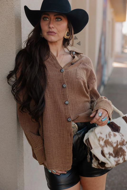 Acres Button Up *Saddle