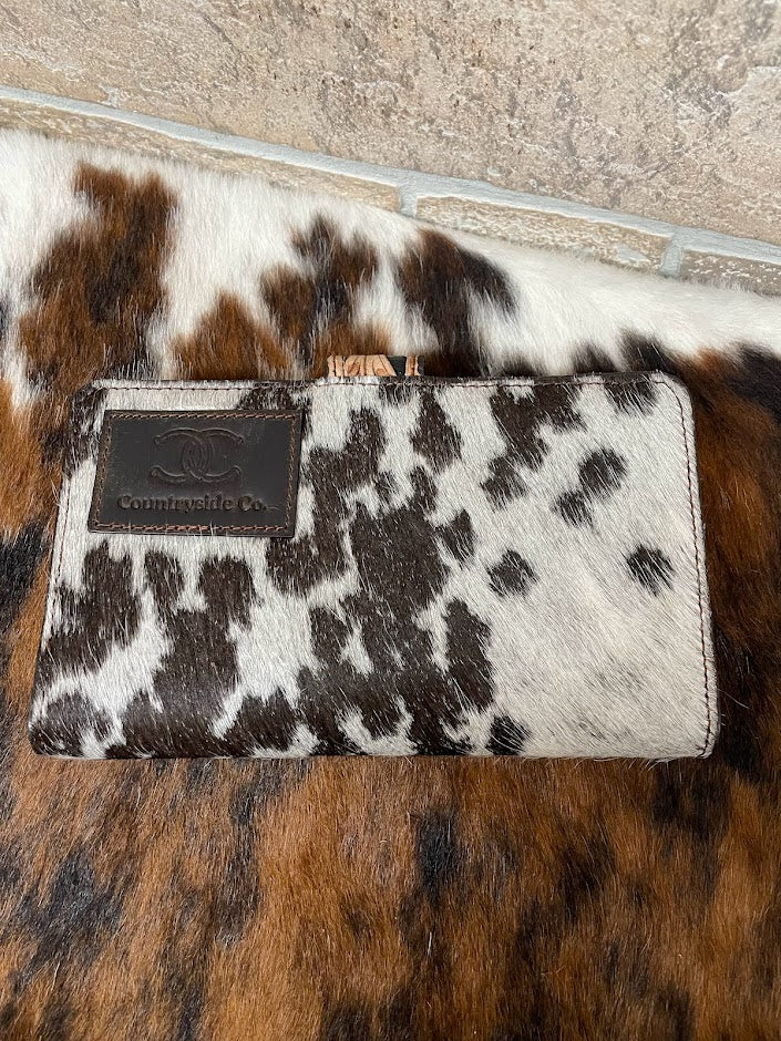 Brown Tooled Leather Cowhide Western Wallet
