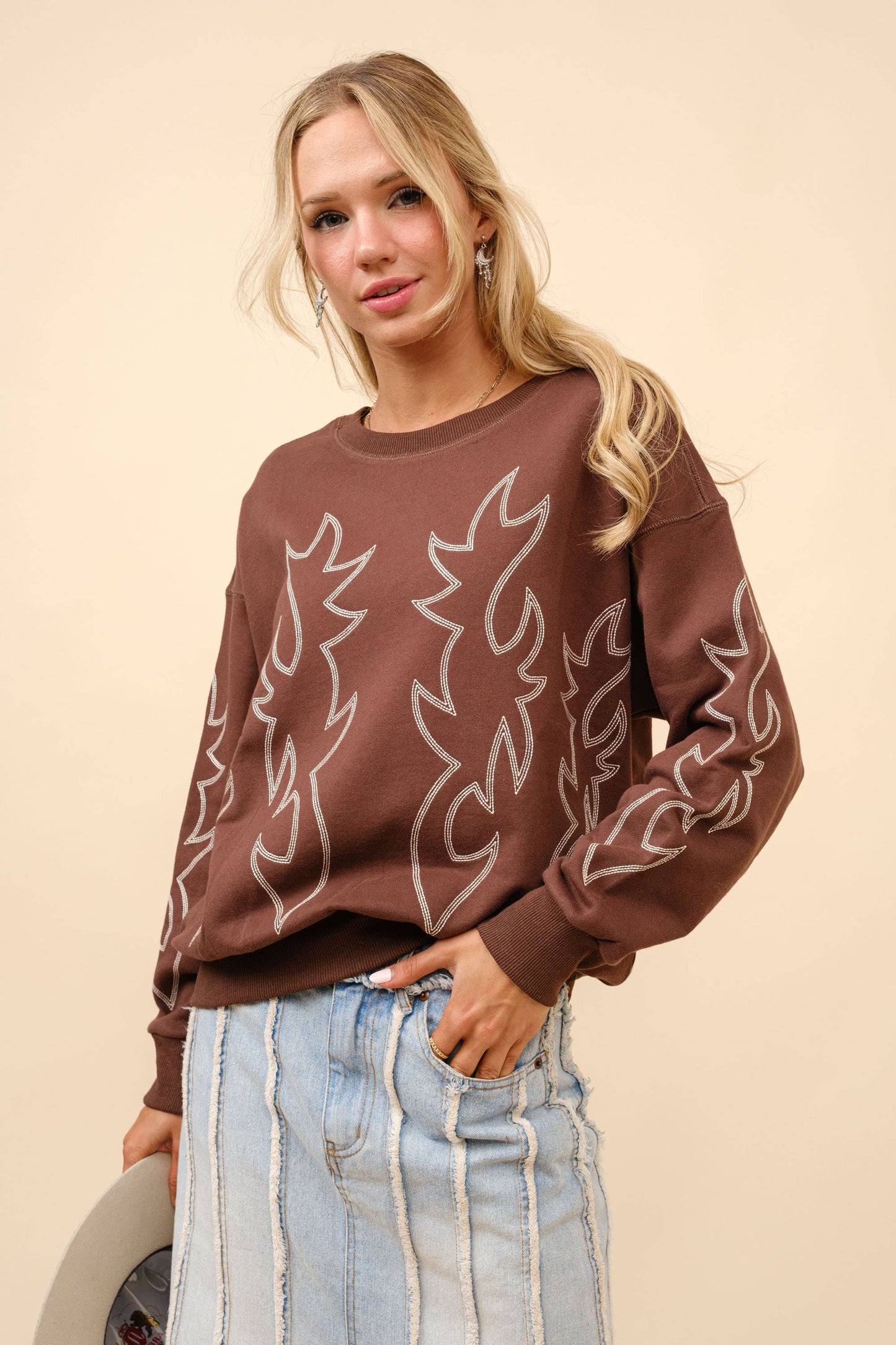 Western Boots Stitch Sweatshirt