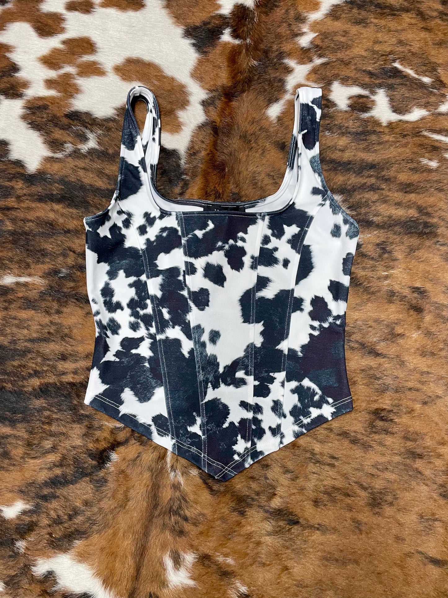 Western Cow Print Corset Top