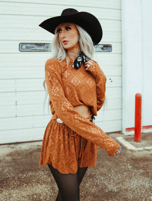 Copper L/S Aztec Top