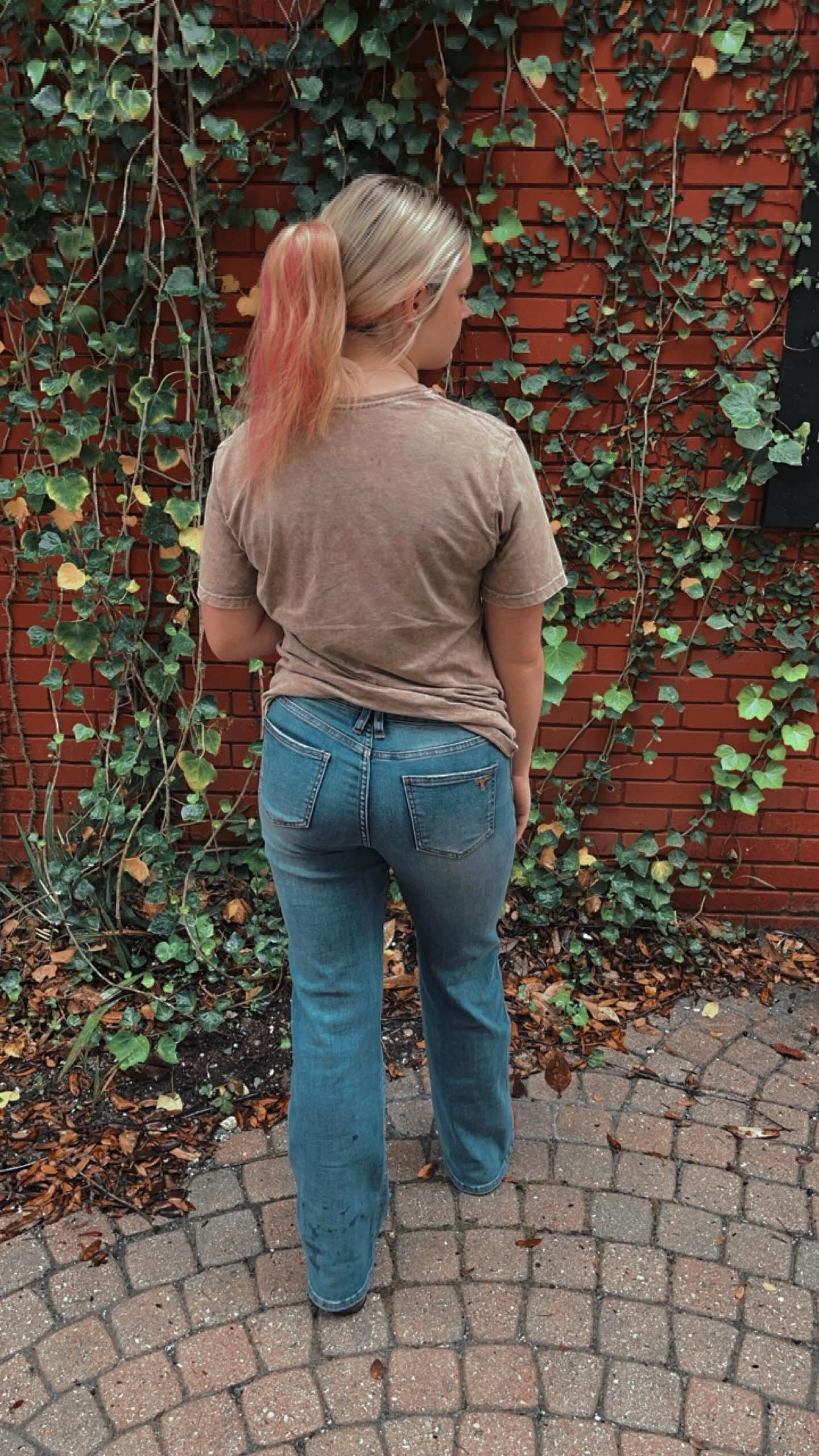 Tea Stain Wash High Rise Boot Cut Jeans