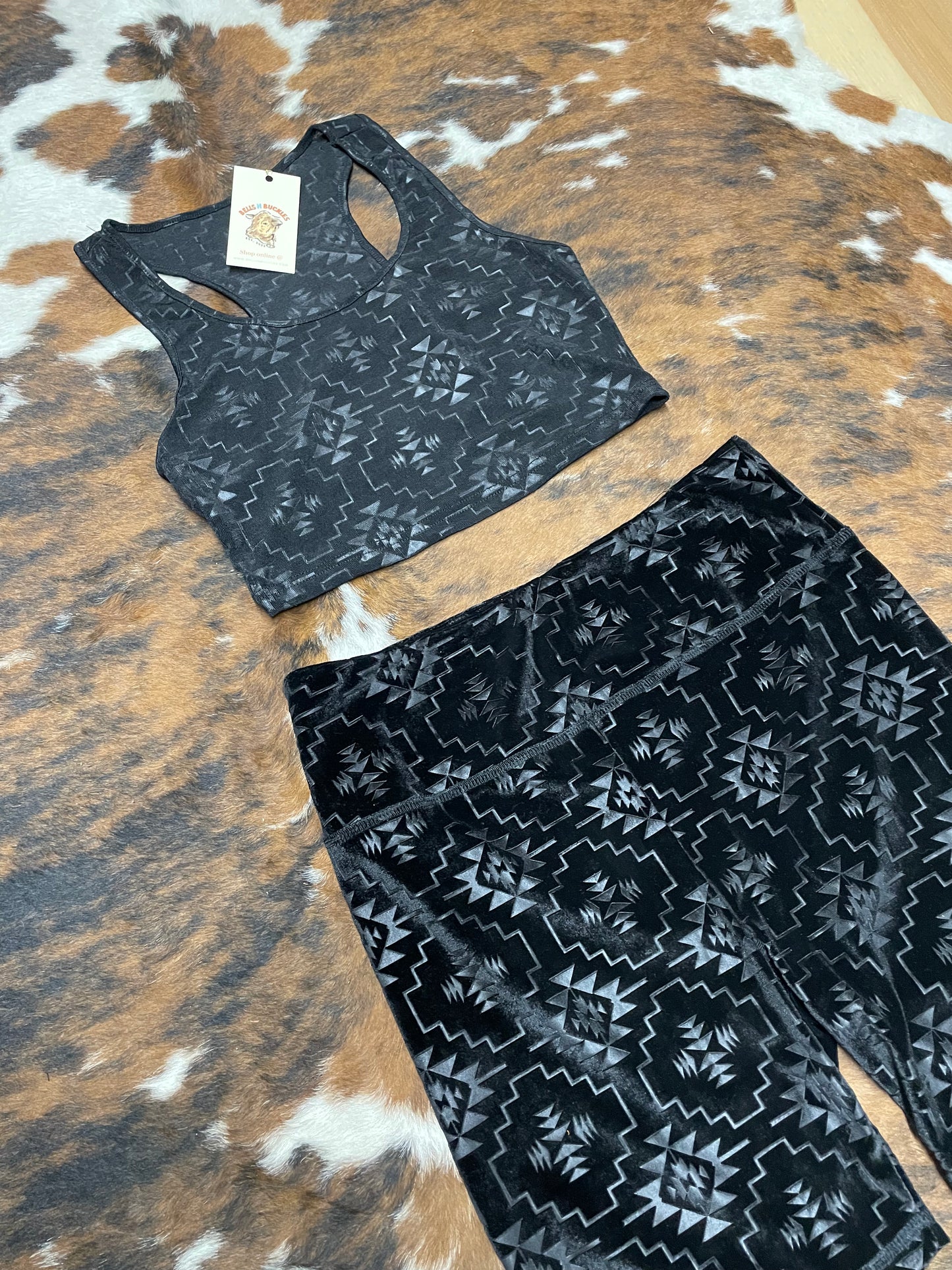 Black Aztec Biker Shorts