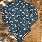 White Cow Skull Mesh Bodysuit